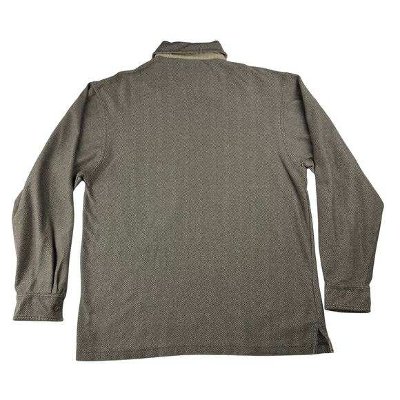 LL BEAN Cotton Long Sleeve Quarter Button Herringbone Pullover Men's M - Picture 4 of 4